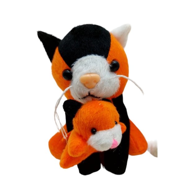 Oriental Trading Plush Cats with Kitten Stuffed Animal set of 2 multi-color 5" - Picture 5 of 8